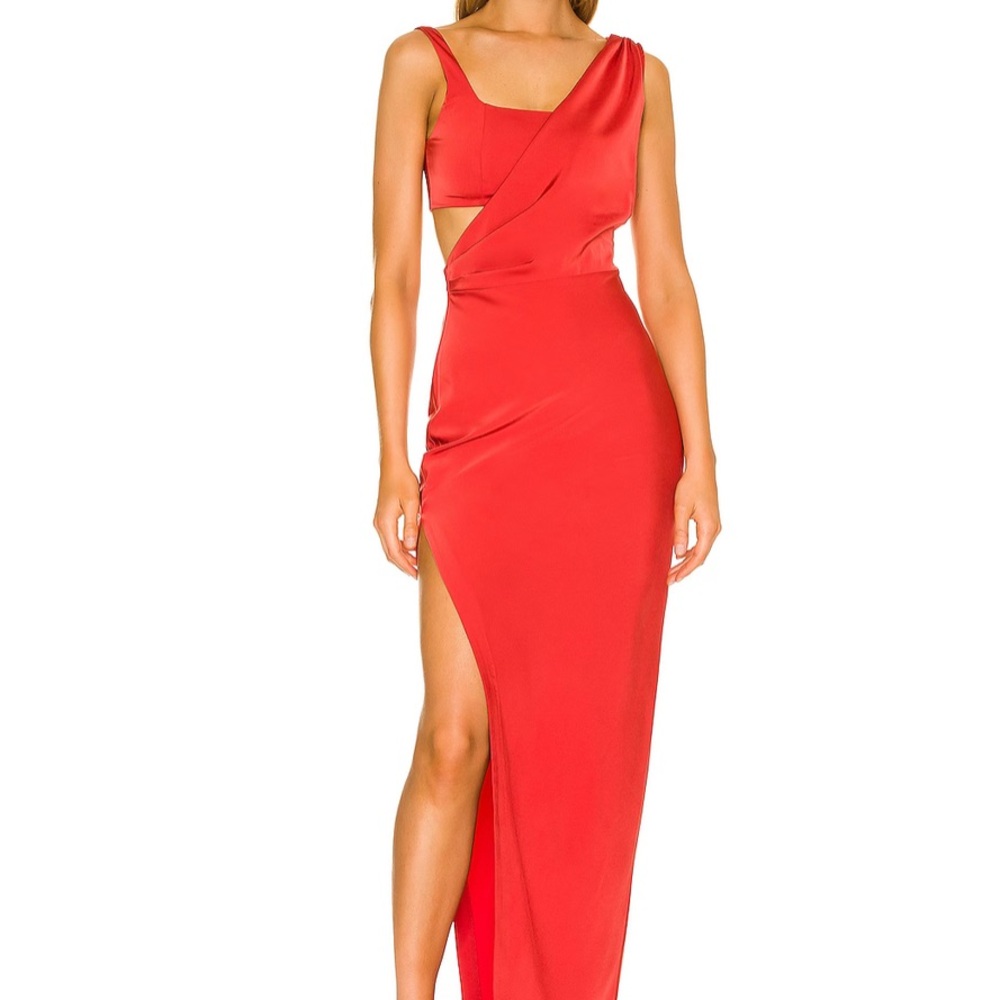 NBD Red Maxi Dress with Elegant Silhouette
